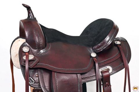 HILASON Dark Brow American Leather Treeless Saddle