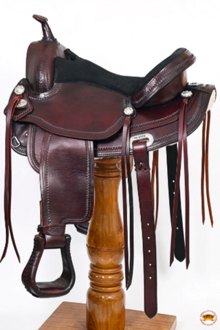 HILASON Dark Brow American Leather Treeless Saddle