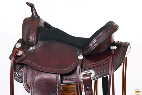 HILASON Dark Brow American Leather Treeless Saddle