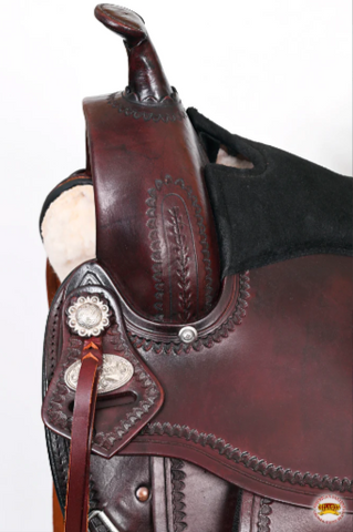 HILASON Dark Brow American Leather Treeless Saddle