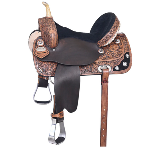 HILASON Western Horse Saddle American Leather Treeless Trail Barrel