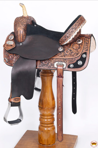 HILASON Western Horse Saddle American Leather Treeless Trail Barrel