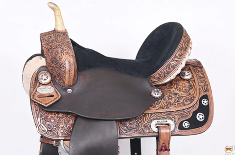 HILASON Western Horse Saddle American Leather Treeless Trail Barrel