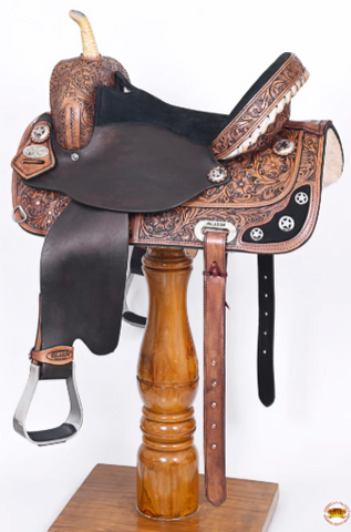 HILASON Western Horse Saddle American Leather Treeless Trail Barrel