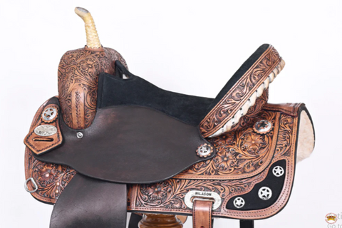 HILASON Western Horse Saddle American Leather Treeless Trail Barrel