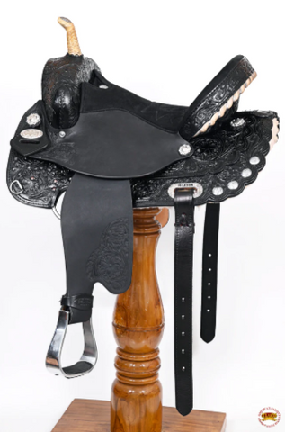 HILASON Western Horse Saddle American Leather Treeless Trail Barrel