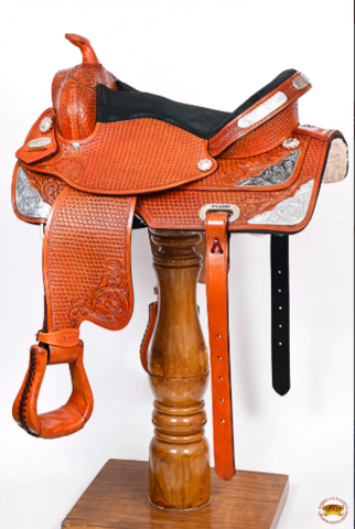 HILASON Western Horse Saddle American Leather Treeless Trail Barrel