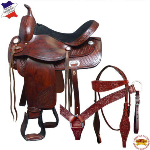 HILASON Western Horse Treeless Saddle American Leather Trail Pleasure Tack