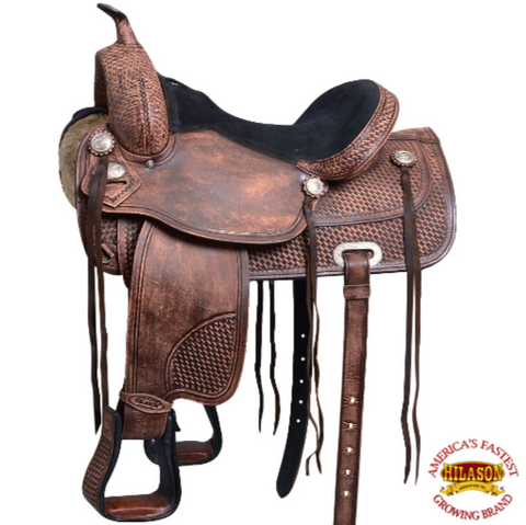 HILASON Western Horse Treeless Saddle American Leather Trail Pleasure Tack