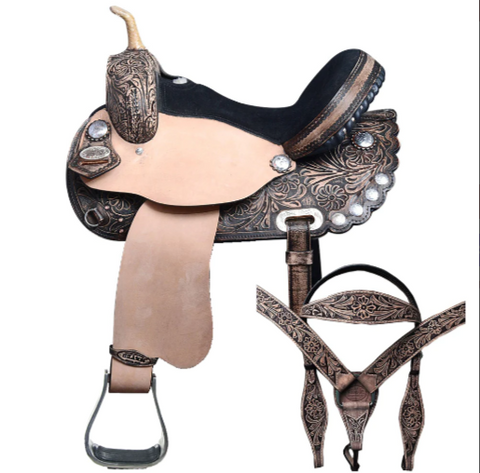 HILASON Western Horse Treeless Saddle American Leather Trail Barrel Tack