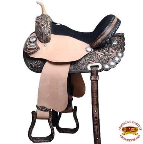 HILASON Western Horse Treeless Saddle American Leather Trail Barrel Tack