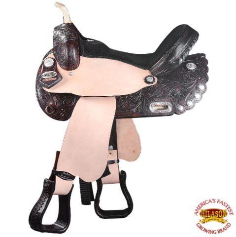 HILASON Western Horse Treeless Saddle American Leather Trail Barrel Tack