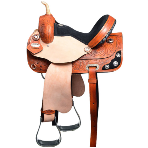 HILASON Western Horse Saddle American Leather Treeless Trail Barrel