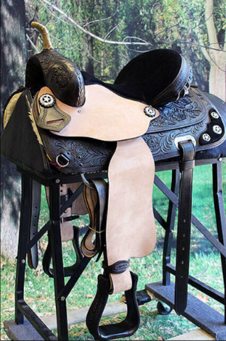 HILASON Western Horse Treeless Trail Barrel American Leather Saddle