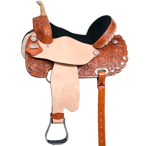 HILASON Western Horse Saddle American Leather Treeless Trail Barrel