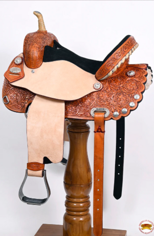 HILASON Western Horse Saddle American Leather Treeless Trail Barrel