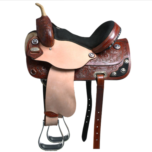 HILASON Western Horse Treeless Trail Barrel American Leather Saddle