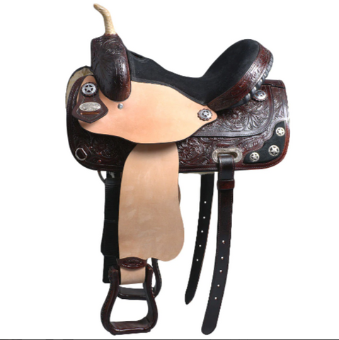 HILASON Western Horse Saddle American Leather Treeless Trail Barrel