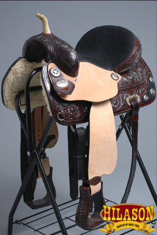 HILASON Western Horse Saddle American Leather Treeless Trail Barrel