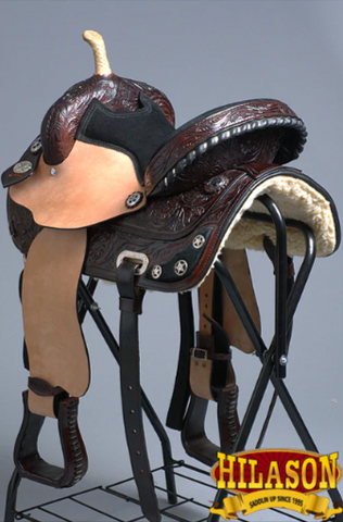 HILASON Western Horse Saddle American Leather Treeless Trail Barrel