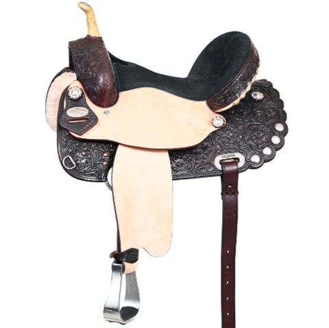 HILASON Western Horse Saddle American Leather Treeless Trail Barrel