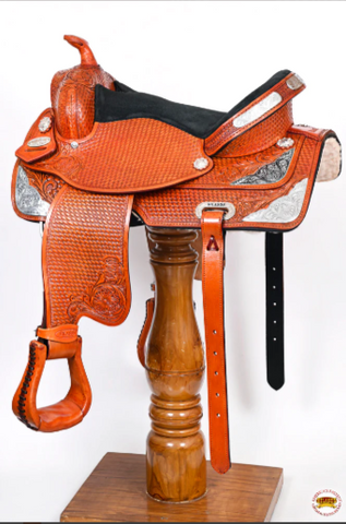 HILASON Western Horse Saddle American Leather Treeless Trail Barrel