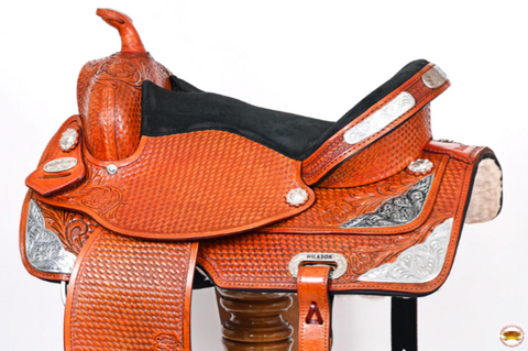 HILASON Western Horse Saddle American Leather Treeless Trail Barrel