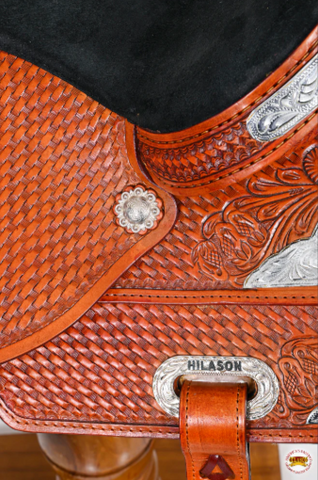 HILASON Western Horse Saddle American Leather Treeless Trail Barrel