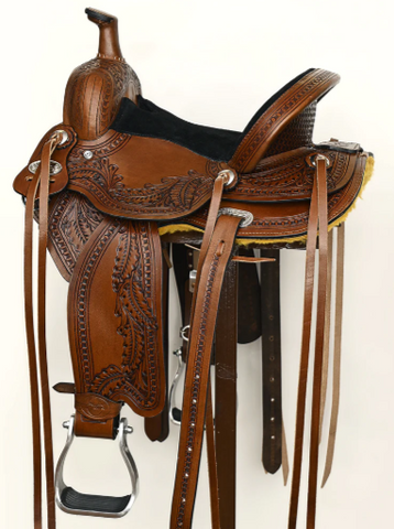 COMFYTACK Horse Barrel Racing Trail Pleasure American Leather Saddle Brown