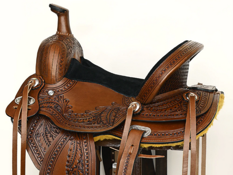 COMFYTACK Horse Barrel Racing Trail Pleasure American Leather Saddle Brown