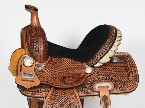 COMFYTACK Horse Barrel Racing American Leather Saddle Floral Dark Brown