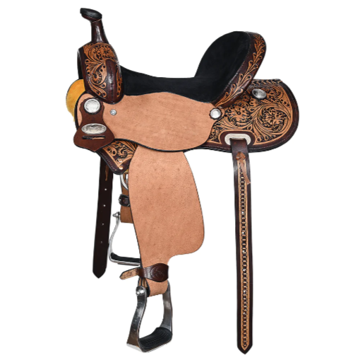 COMFYTACK Horse Barrel Racing American Leather Saddle Floral Dark Brown