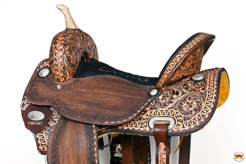 HILASON Western Horse Barrel Racing Saddle Trail American Leather With Tack Set