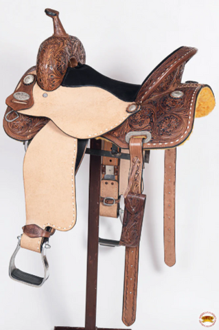 HILASON Western Horse Barrel Racing Saddle Trail American Leather With Tack Set