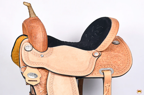 HILASON Western Horse Barrel Racing Saddle Trail American Leather With Tack Set