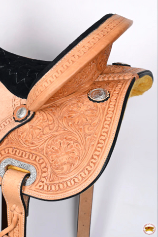 HILASON Western Horse Barrel Racing Saddle Trail American Leather With Tack Set