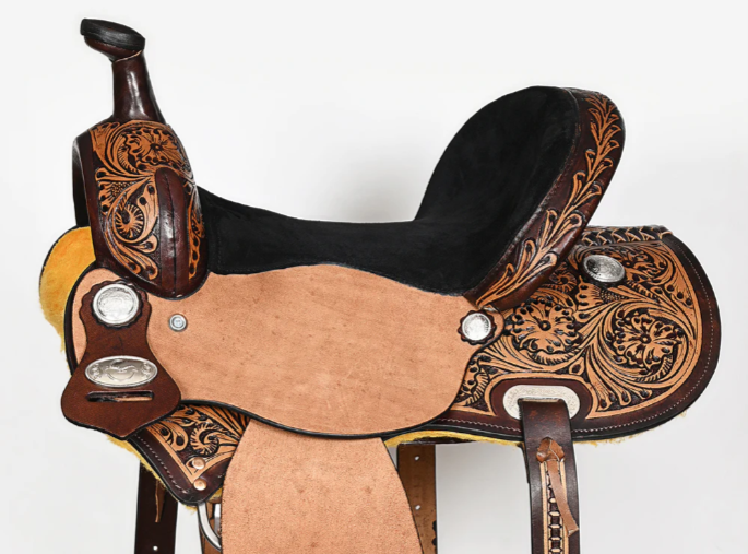 Western Horse Barrel Racing Trail Pleasure American Leather Saddle Tack Set Brown Comfytack by Hilason