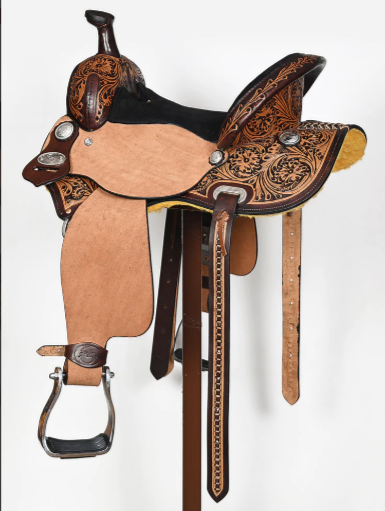 Western Horse Barrel Racing Trail Pleasure American Leather Saddle Tack Set Brown Comfytack by Hilason