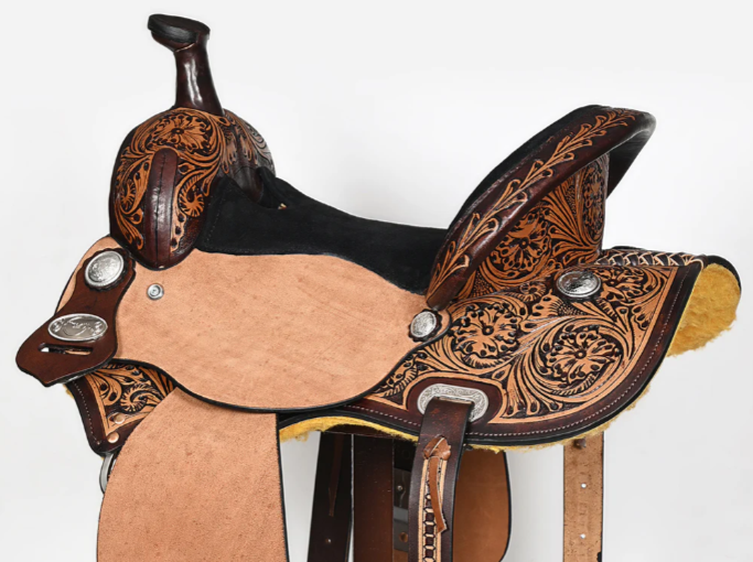 Western Horse Barrel Racing Trail Pleasure American Leather Saddle Tack Set Brown Comfytack by Hilason