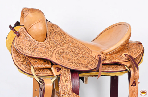 Hilason Classic Series Hand-Made Rodeo Bronc American Leather Saddle