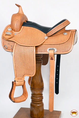 HILASON Western Draft Horse Trail Pleasure American Leather Saddle