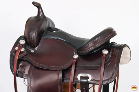 HILASON Western Draft Horse Trail Pleasure American Leather Saddle