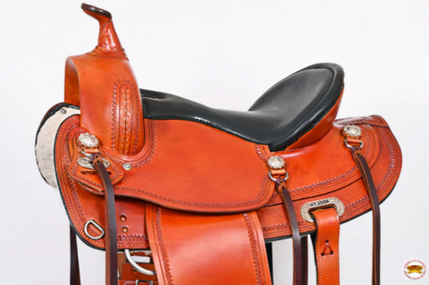 HILASON Western American Leather Horse Saddle Wide Gullet Trail