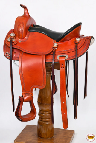 HILASON Western American Leather Horse Saddle Wide Gullet Trail