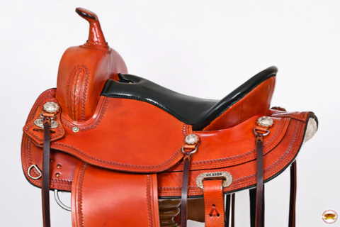 HILASON Western American Leather Horse Saddle Wide Gullet Trail