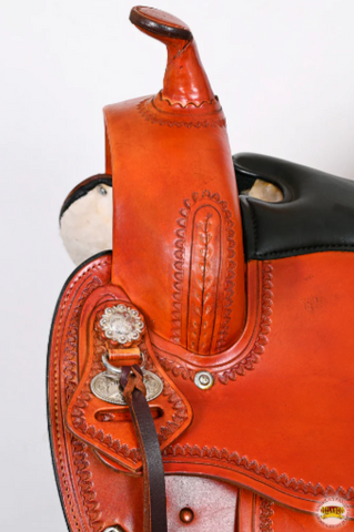 HILASON Western American Leather Horse Saddle Wide Gullet Trail