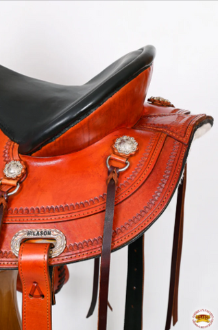 HILASON Western American Leather Horse Saddle Wide Gullet Trail