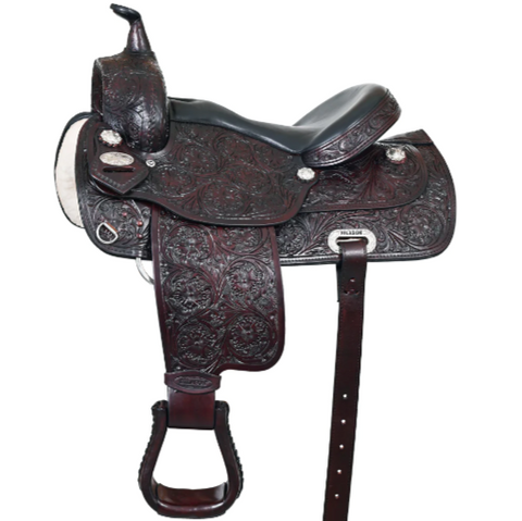 HILASON Western Draft Horse Trail Pleasure American Leather Saddle