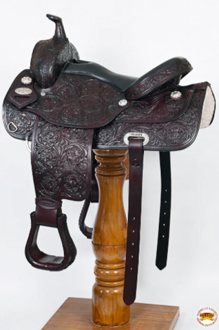 HILASON Western Draft Horse Trail Pleasure American Leather Saddle