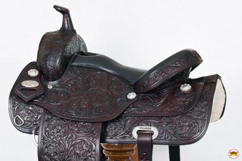 HILASON Western Draft Horse Trail Pleasure American Leather Saddle